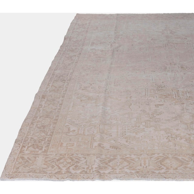 Antique Circa 1920 Taupe Subdued Heriz Hand Knotted Rug 8' X 10'9 For Sale - Image 9 of 9