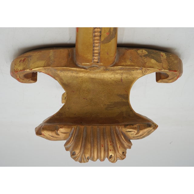 Wood 1980s Italian Gold Wall Sconces Plate Holders - a Pair For Sale - Image 7 of 8