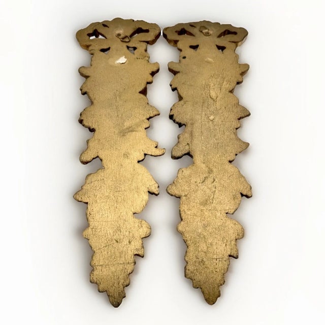 Pair of Vintage Syroco Gold Gilt Fruit & Ribbon Wall Plaques For Sale - Image 9 of 16