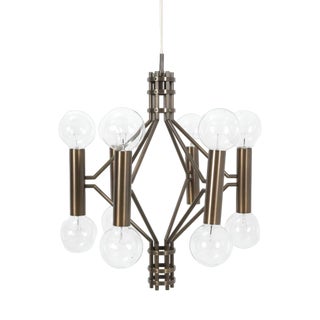 Vintage Brutalistic Bronze Chandelier For Sale