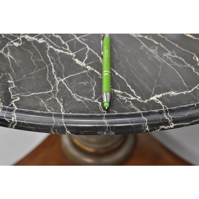 Vintage Italian Neoclassical Style Urn Pedestal Round Marble Side Tables - Pair For Sale - Image 16 of 18