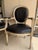 Set of 6 Louis XIV style armchairs from designer Richard Winsberg. Black leather, bronze nailhead and black and white back