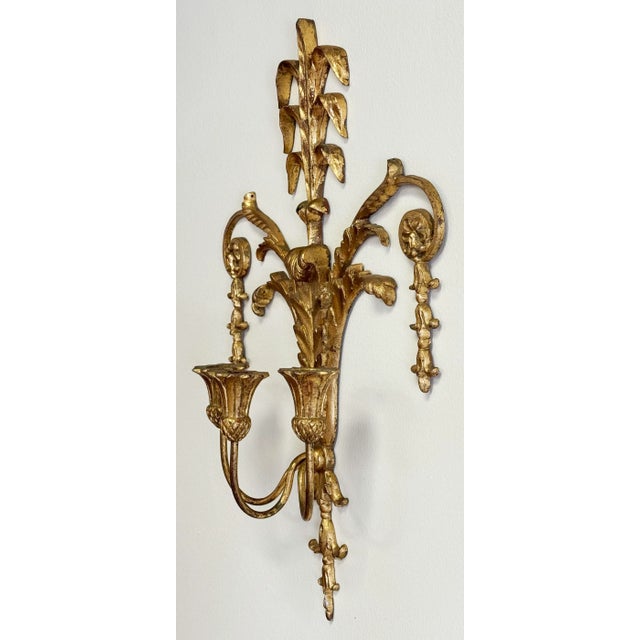 Vintage Italian Gilt Candle Wall Sconce For Sale - Image 4 of 9