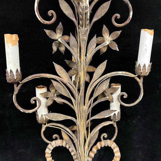 Pair of Original 1920s Spanish Revival Sconces With Preserved Polychrome Finish For Sale - Image 11 of 12
