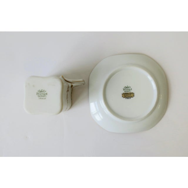 Richard Ginori Designer Italian White & Gold Espresso Coffee or Tea Cup Saucer - 2 Pieces For Sale - Image 11 of 12