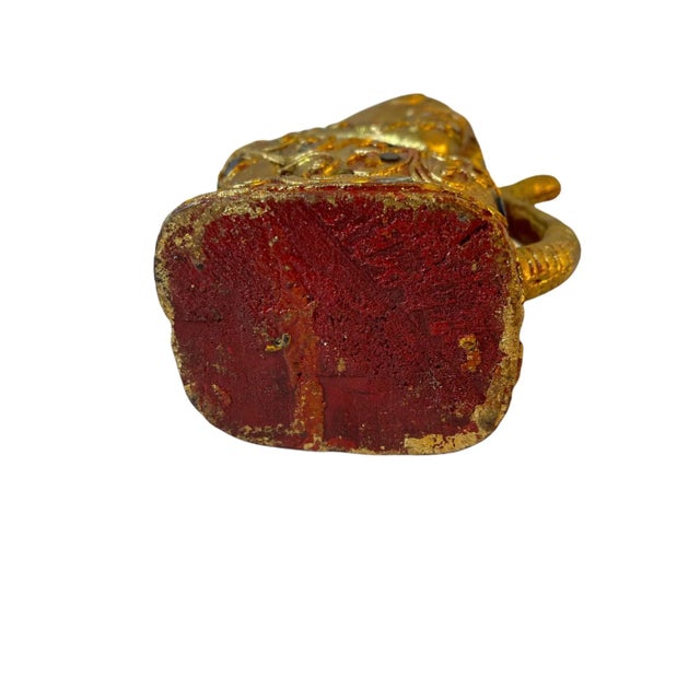 Vintage South East Asain Carved Giltwood Monkey Statue For Sale - Image 12 of 13