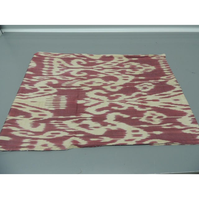 Boho Chic Silk Pink and Off White Ikat Textile Panel For Sale - Image 3 of 4