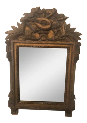 Neoclassical Carved Giltwood Mirror With Mandolin