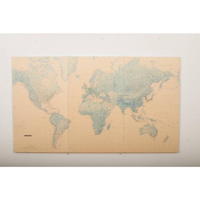 Swissair World Map on Wooden Boards with Metal Connectors For Sale - Image 6 of 13