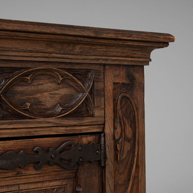 Brown 1920s French Gothic Oak Cabinet in Original Patina For Sale - Image 8 of 18