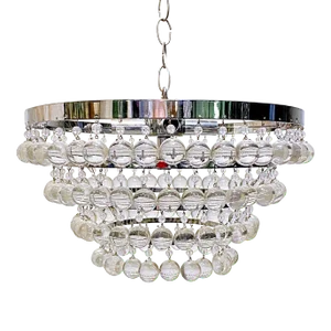 Mid-Century Modern Chandelier With Upside Layered Crystal