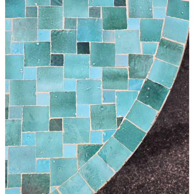 48" Handcrafted All Emerald Moroccan Mosaic Table, Squares For Sale In Orlando - Image 6 of 7