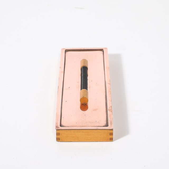Art Deco Art Deco Copper Box With Teak Handle Signed Manning Bowman For Sale - Image 3 of 12