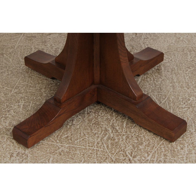 1990s Stickley Round Mission Oak Dining Room Table For Sale - Image 5 of 18
