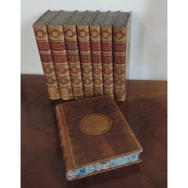 Paper Leather Bindings 1889 Macaulay's History of England Books - Set of 8 For Sale - Image 7 of 10