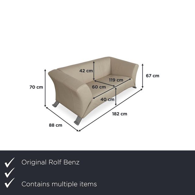 Modern Three-Seater and Two-Seater Sofas in Leather from Rolf Benz, Set of 2 For Sale - Image 3 of 18