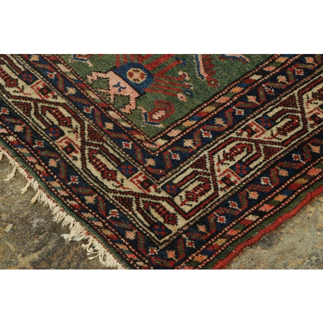Traditional Vintage Persian Malayer Rug in Midnight Blue and Salmon With Floral Pattern For Sale - Image 3 of 7