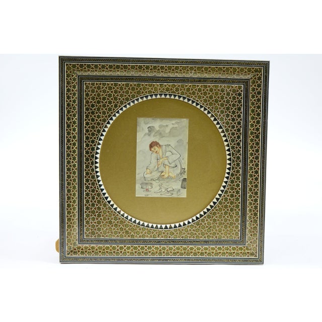 1970s Persian Khatam Inlaid Artwork – Original, Signed, Framed For Sale - Image 6 of 8