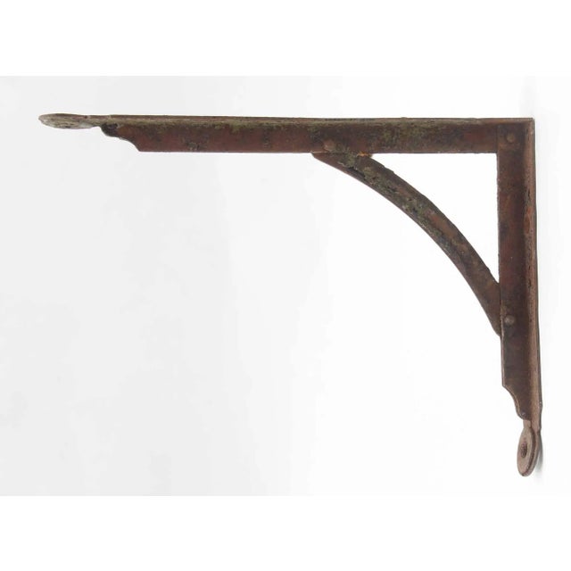 Traditional Pair of Vintage Black Steel Shelf Brackets For Sale - Image 3 of 6