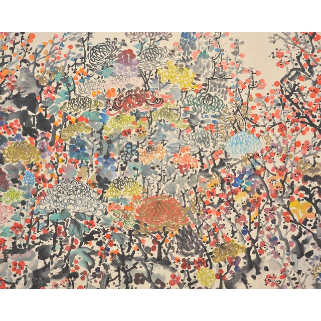 Japanese Floral and Blossom Panorama Watercolor Painting 6 Ft For Sale - Image 4 of 18