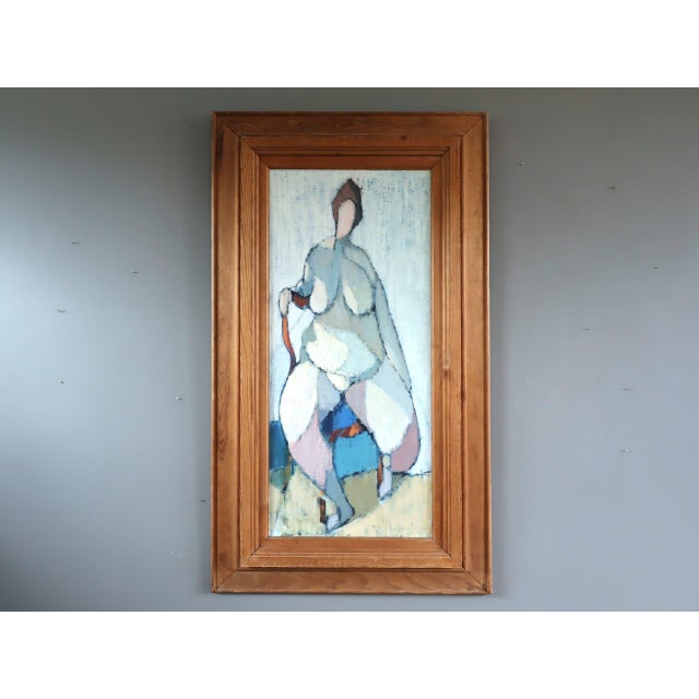 THE PATIENCE OF FORM Size: 41.3 x 23.8 inches (including frame) Oil on canvas A large and striking mid-century abstract...