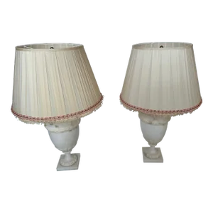 Antique Alabaster Table Lamps- a Pair