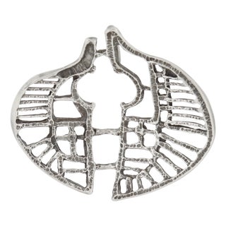 Vintage Studio Else & Paul Scandanavian Modern Sterling Silver Necklace Pendant For Sale