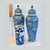 Blue & White Porcelain Cylindrical Vase – Hand-Painted Bird Peony Landscape Chinoiserie (10.5") For Sale - Image 4 of 5