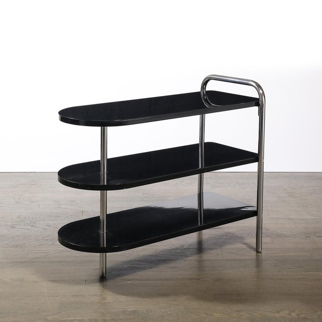 1930s Art Deco Three-Tier Bullet Form Side Table, Model No 806 by Wolfgang Hoffman For Sale - Image 5 of 15