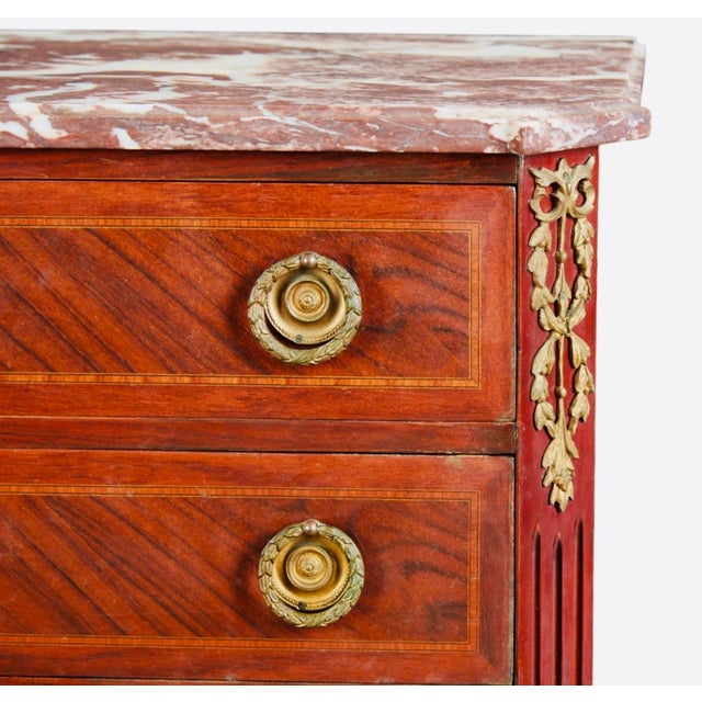 Brown Pair of 19th Century French Louis XVI Gilt-Bronze & Parquetry Marble-Top Semainiers For Sale - Image 8 of 11
