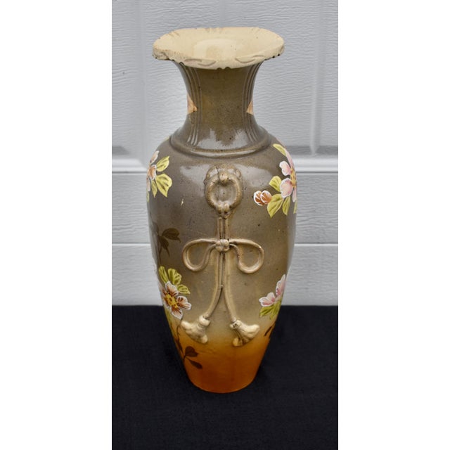 Antique Japanese Satsuma Style Moriage Porcelain Vase Hand Painted Blossoms For Sale In Philadelphia - Image 6 of 14