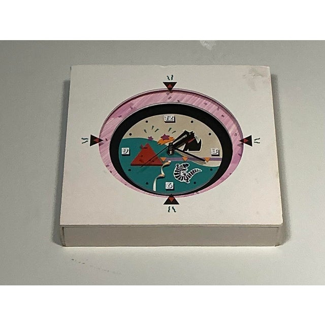 Postmodern Postmodern Memphis Group Style Wall Tabletop Clock Battery Operated, Circa 1980s For Sale - Image 3 of 12