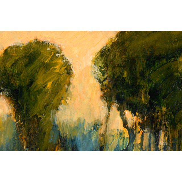 Trees by the Pond at Sunset - Landscape in Acrylic on Artist's Board by Bobbi Doyle-Maher For Sale - Image 4 of 8