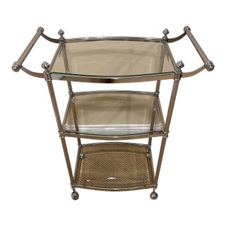 Chrome & Glass 3 Tiered Bar Cart For Sale