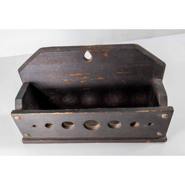 19th Century Primitive Farmhouse Black Painted Wall Mail or Letter Shelf For Sale - Image 10 of 12