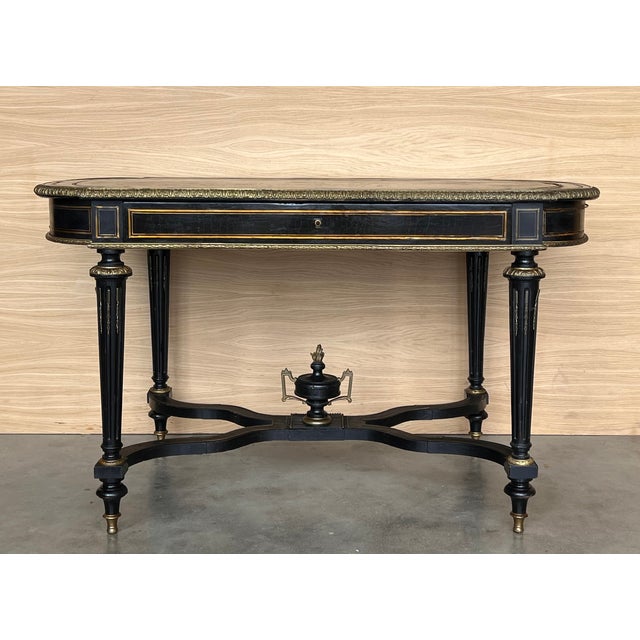 Ebonized Center or Writing Desk Table, 1890s For Sale - Image 9 of 18