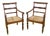 Vintage Wooden Armchairs with Woven Seats, Set of 2 For Sale