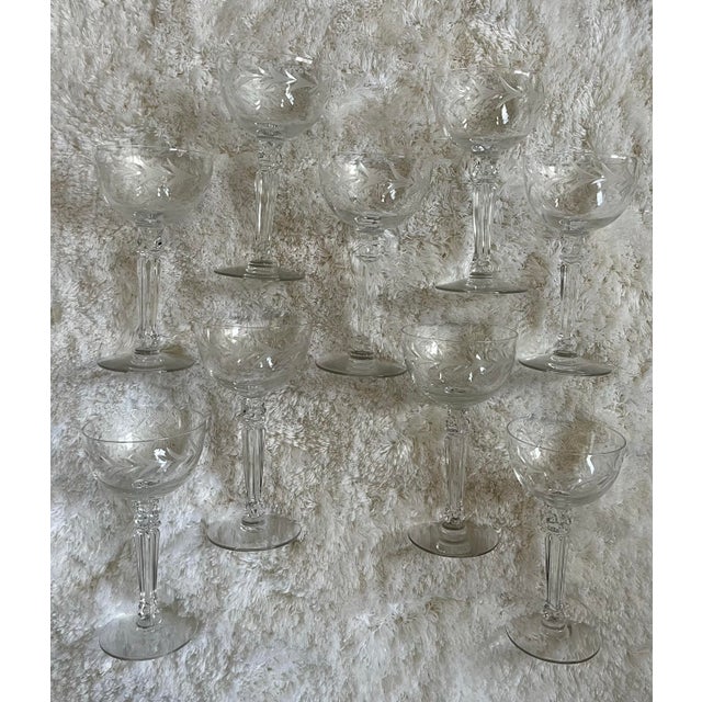 Transparent Mid-Century Modern MCM Fostoria Liquor Cocktail Glasses Holly Pattern Set of 6 Stem No 6030 For Sale - Image 8 of 8