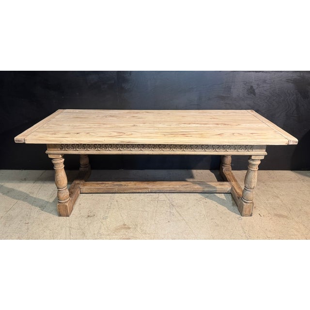 Vintage Bleached Oak Farmhouse Dining Table, 1925 For Sale - Image 15 of 15