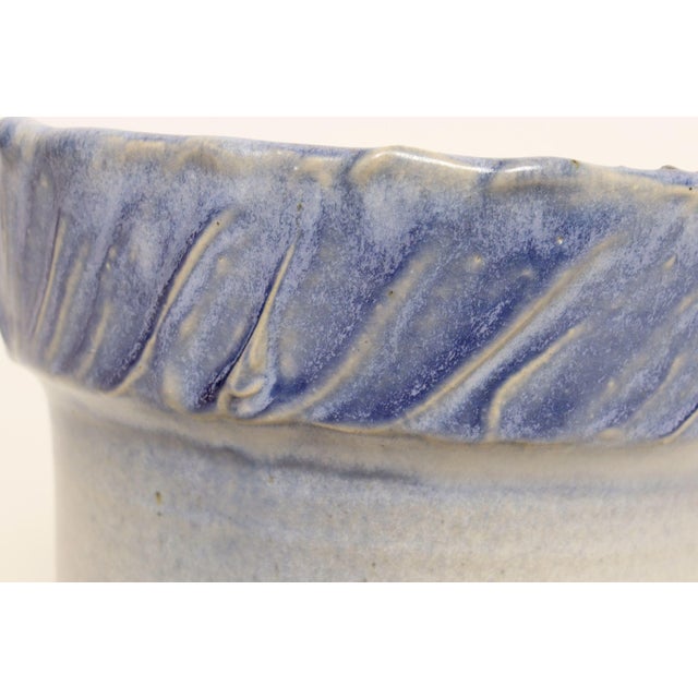 Vintage Periwinkle Incised Studio Ceramic Planter With Saucer by Deanna Nichols For Sale - Image 11 of 18
