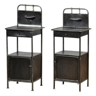 Vintage Iron Nightstands, 1910, Set of 2 For Sale