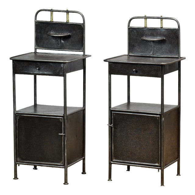 Vintage Iron Nightstands, 1910, Set of 2 For Sale