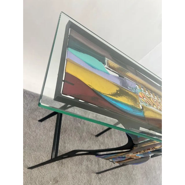 2000 - 2009 Sabra Richards Art Glass & Steel Sculptural Console Table, Signed & Dated 2008 For Sale - Image 5 of 18