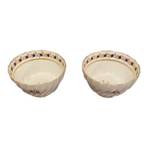 Late 18th Century Dr. Wall Period Worcester Tea Bowls- a Pair