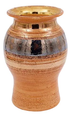 Shiny Ceramic Vase in Gold Glaze Colors by Georges Pelletier Vallauris, 1960s