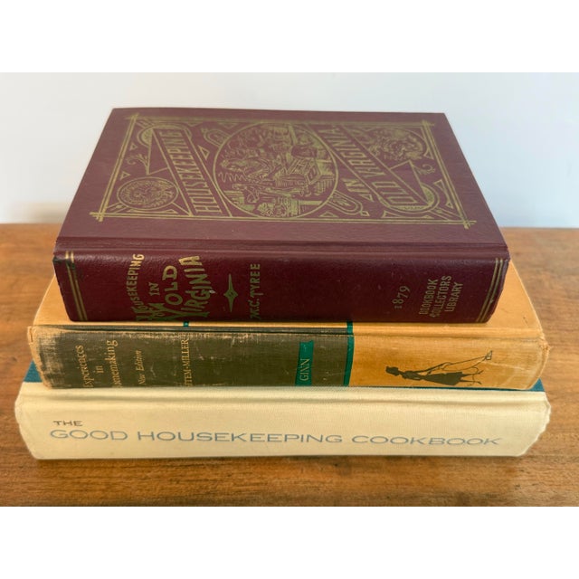 Beautiful set of 3 antique and vintage books centered around tips and best practices of housekeeping and homemaking. First...
