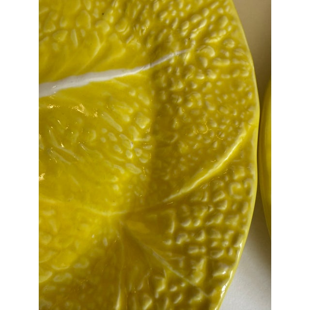 Ceramic Mid-Century Secla Portuguese Yellow Majolica Cabbage Leaf Plates – Set of 4 For Sale - Image 7 of 10