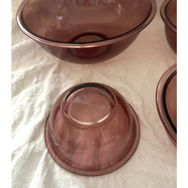 Pyrex 1990s American Cranberry Pyrex Mixing Bowls - Set of 4 For Sale - Image 4 of 6