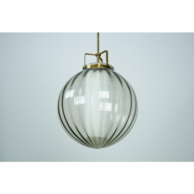 Mid-Century Smoked Murano Glass Pendant with Opaline Diffuser, Italy, 1950s For Sale - Image 13 of 13