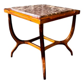 Sculptural Side Table in Caviuna & Marble, Giuseppe Scapinelli, 1950s For Sale